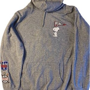 Peanuts Snoopy Hoodie Women’s Heather Gray Large (12-14)  Character Embroidery